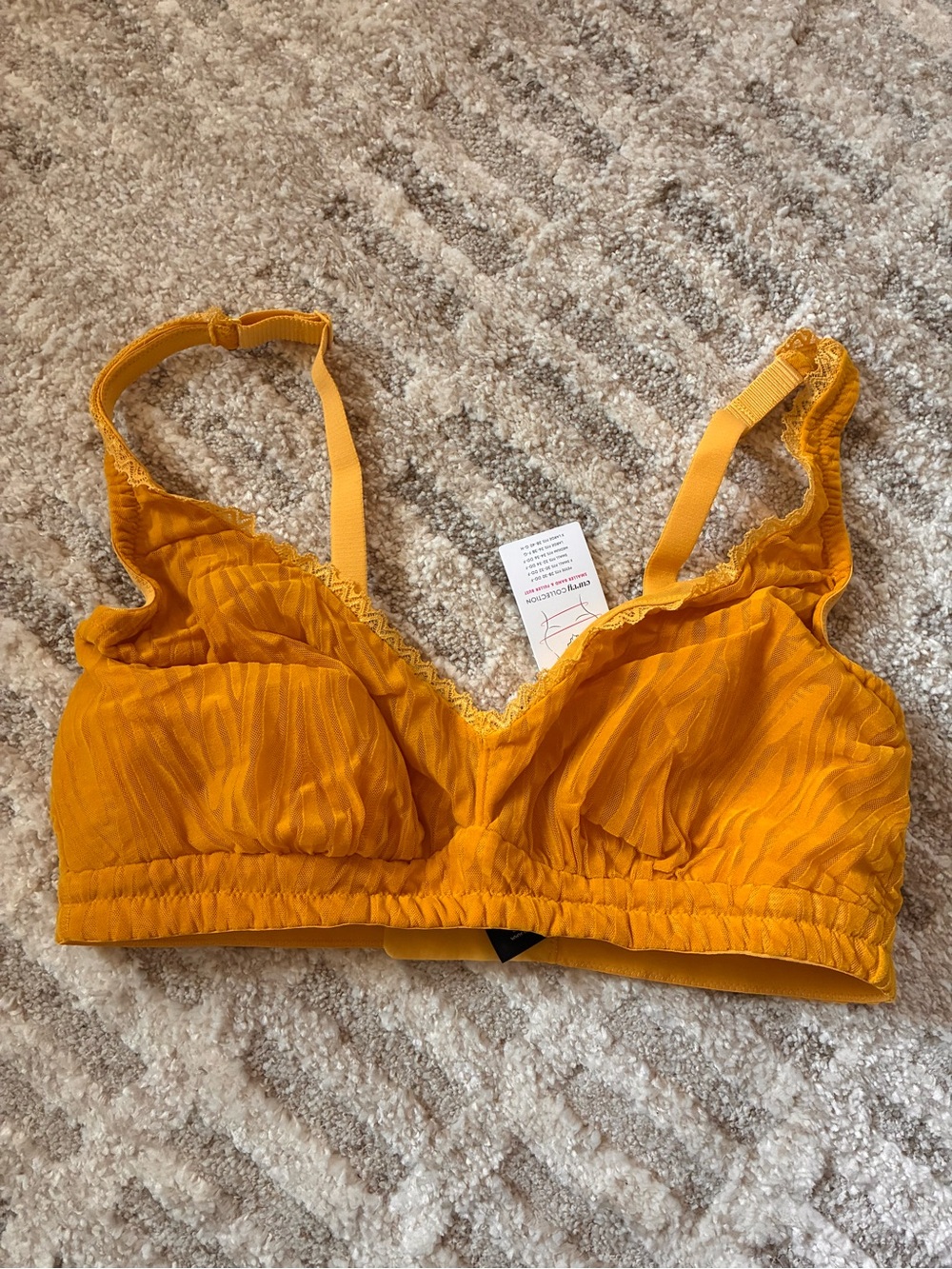 Cosabella Mustard Wireless Bralette Bra Mesh Tempt Flock Curvy M Serengeti Sun
